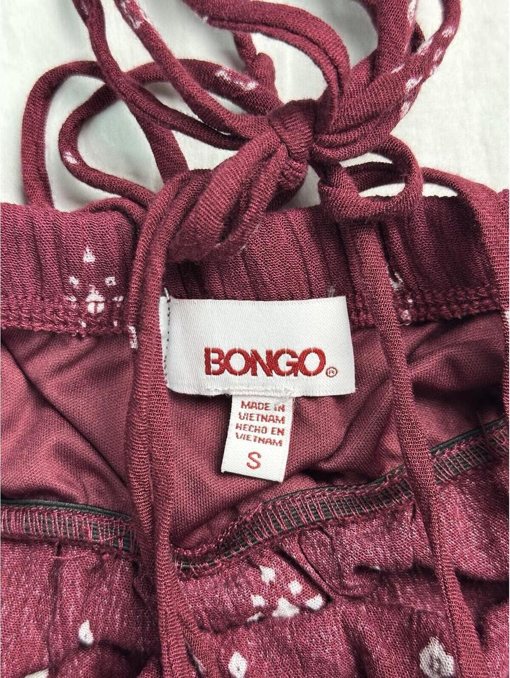 🌺 BONGO Halter Maxi Dress Women’s S Tiered Boho Print Burgundy 09-17 🌺 - Picture 5 of 10